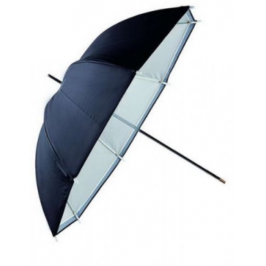 Falcon Eyes flitsparaplu URN-48TSB1 diffuus wit met zilver/zwarte hoes 100 cm